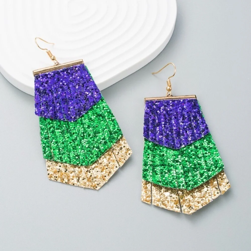 Sparkle and Shine at Mardi Gras: Dangle Glitter Earrings Extravaganza!